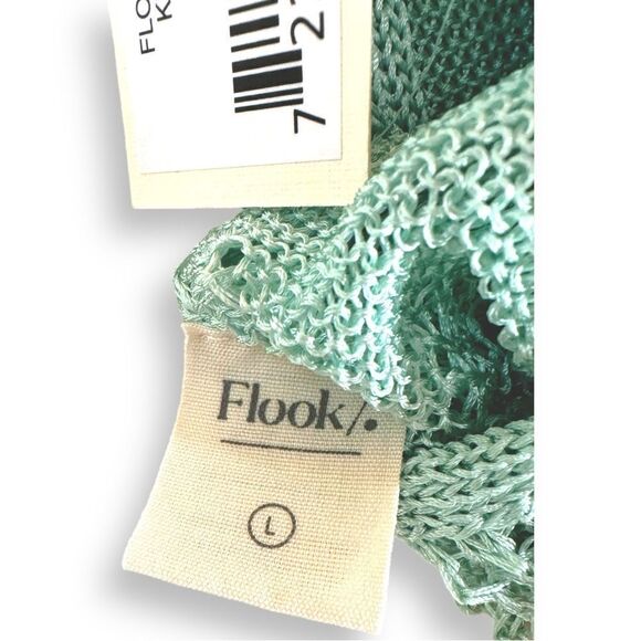 REVOLVE Flook The Label Kendall Dress in Mint Crochet Sheer Low Back Maxi NWT L - Picture 8 of 9